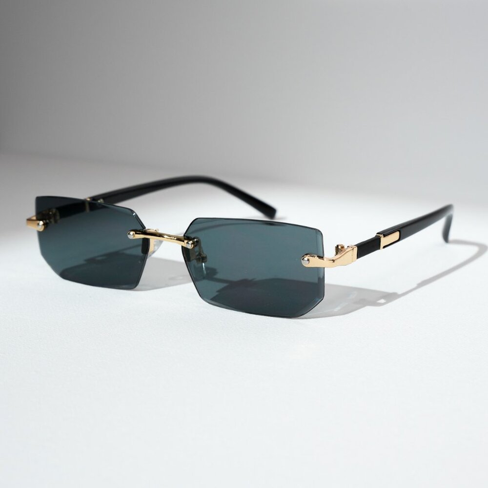 y2k rectangle retro style Black Frame, Dark Lens frame sunglasses